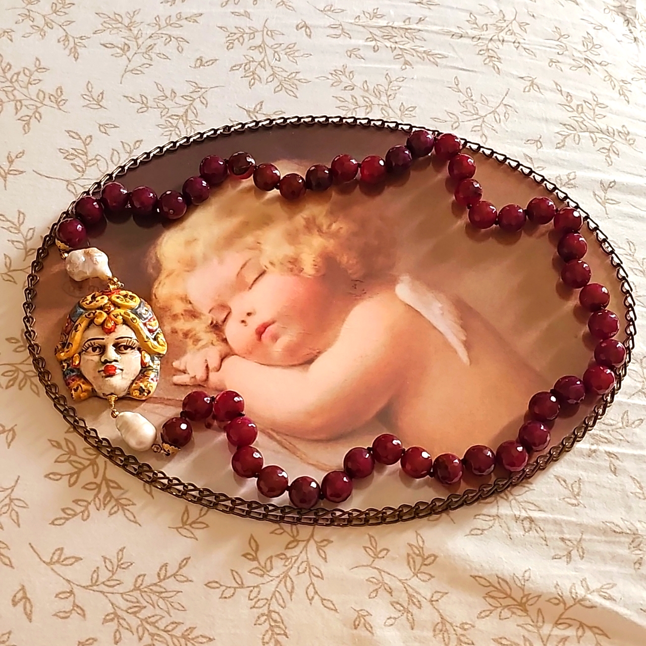 Stunning Garnet & Pearl Necklace